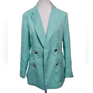Chic Mint Green Blazer with Gold/ Bronze Buttons Size Small